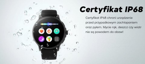 Smartwatch Damski GRAVITY GT12-4 Czarny Pasek Silikonowy + Bransoleta Różowe Złoto