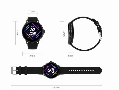 Smartwatch Damski GRAVITY GT12-4 Czarny Pasek Silikonowy + Bransoleta Różowe Złoto